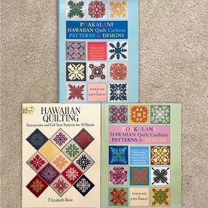Hawaiian Quilt Patterns 3 Book Lot Poakalani Cushion Designs Sewing Quilting NOS